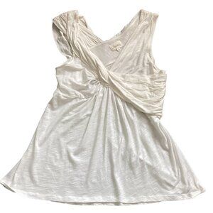Deletta S Ivory with Gold Shimmer 100% Cotton Sleeveless Twist Front Top 168C